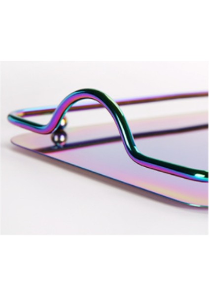 Renkli Kaplama Metal Tepsi Ev Paslanmaz Çelik Parlak Sofra Tepsileri Avrupa Lüks Dikdörtgen Tepsi Ev Mutfak Malzemeleri Depolama Tepsileri Renkli (Yurt Dışından) fırsatları