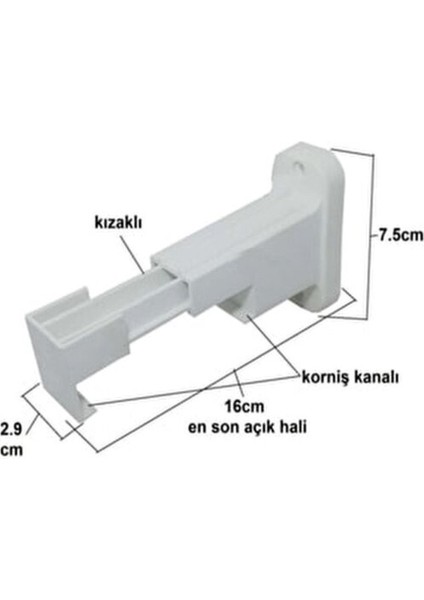 Kornej Kademeli L Ayak Perde Rayı 8 Adet