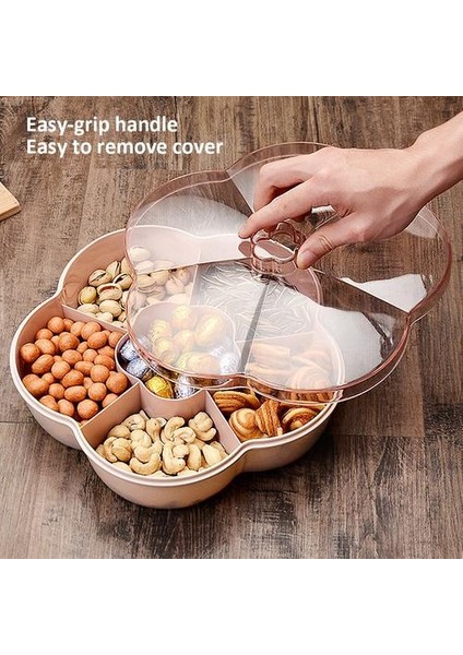Çiçek Şekli Snack Servis Tepsi Snacks Saklama Kutusu Kapaklı Somun Şeker Kurutulmuş Meyve Mutfak Depolama Aracı Snack Kutusu Depolama Tepsileri (Yurt Dışından) fırsatları