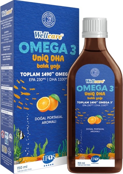 Omega 3 Fish Oil Doğal Portakal Aromalı Balık Yağı 150 ml