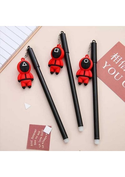 Squid Game Savaşçı Maske Figürlü Tükenmez Jel Kalem Orta Boy