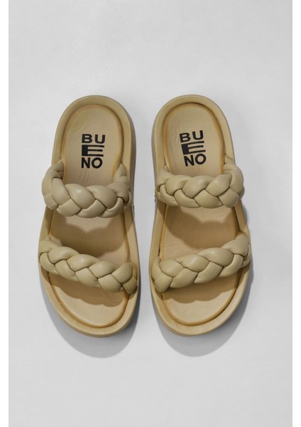 Sarı Deri Kadın Spor Terlik