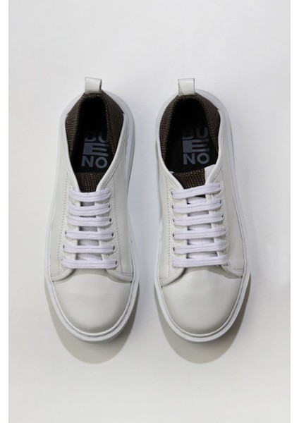 Beyaz Vizon Lzd Deri Kadın Düz Ayakkabı