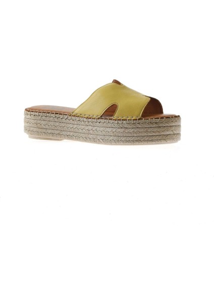 Sarı Deri Kadın Dolgu Topuklu Terlik modelleri