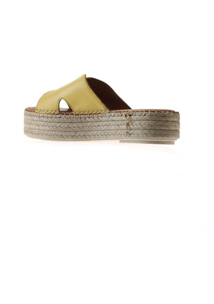 Sarı Deri Kadın Dolgu Topuklu Terlik indirimleri