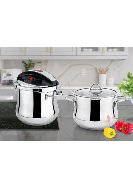 4 Parça Pişirme Seti Tencere & Düdüklü - Siyah