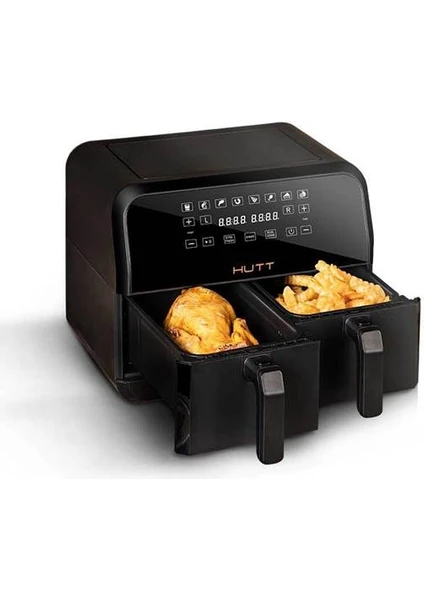 D8 Çift Hazneli Air Fryer Yağsız Fritöz (4+4) 8 Lt. Dokunmatik Ekran (Distribütör Garantili)