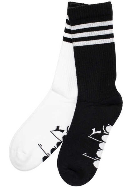 Dıadora 2 Pack Striped Crew Socks M Siyah Beyaz Erkek 2li Çorap - D202531-955