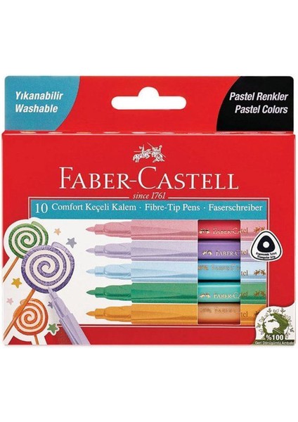 Faber Castell Comfort Keçeli Kalem Pastel Renkler 10 Lu