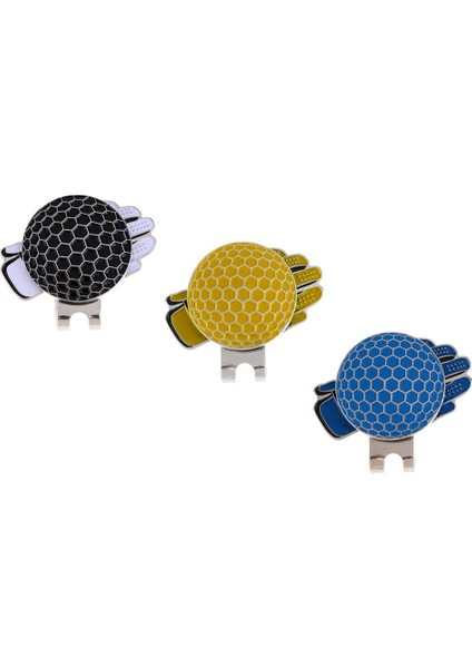3pcs Mini Golf Modeli Paslanmaz Çelik Golf Şapka Klips ve Siyah Mavi Sarı (Yurt Dışından)