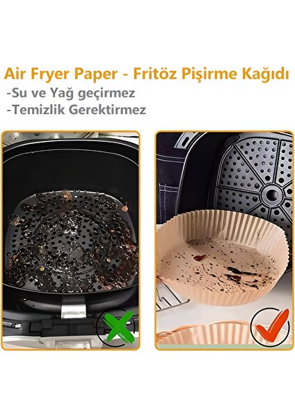 Fritöz Pişirme Kağıdı - Air Fryer Liners  Hava Fritözü Xiaomi Philips  Yağsız Tefal Kumtel Mı