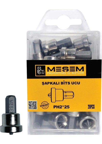 Şapkalı Bits Ucu Ph 2 x 25  20 Adet