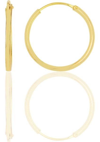 Gümüş Altın Yaldızlı 18 mm Halka Küpe