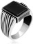 Kare Siyah Oniks Taşlı 925 Gümüş Erkek Yüzük 2
