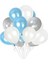 30 Adet 12 Inç Metalik Parti Balonu Metalik Açık Mavi Beyaz Gümüş 1