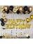 Happy Birthday Gold Folyo Harf Balon Gold Krom Balon Pastel Siyah Balon Şeffaf Konfetili Balon Seti 1