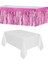 Pembe Metalize Masa Etegi + Plastik Beyaz Masa Örtüsü 1