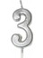 3 Yaş Gümüş Rakam Mum Gümüş Renk Doğum Günü Pasta Mumu 12 cm 1