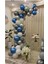 Pastel Beyaz-Gri -Krom Gümüş-Mavi Balon 50 Adet + 5 Mt. Balon Zinciri 1