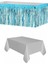 Mavi Metalize Masa Etegi + Plastik Gümüş Masa Örtüsü 1