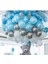 100 Adet Mavi Beyaz Gümüş Balon ve 5mt Balon Zinciri 1