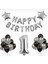 Gümüş 1 Yaş Happy Bırthday Folyo Balonlu Yıldızlı Set 1