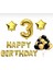 Gold 3 Yaş Happy Bırthday Folyo Balonlu Yıldızlı Set 1