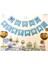 Mavi Üstüne Gold Altın Sarısı Yaldızlı Happy Birthday Yazılı Doğum Günü Partisi Karton Yazı Banner 1