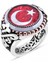 925 Ayar Gümüş Mineli Türk Bayrağı Kenarı Çember Taşlı Erkek Yüzük 1