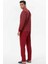 Örme Detaylı Desenli Pijama Takım - Bordo 4