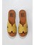 Sarı Deri Kadın Dolgu Topuklu Terlik 1