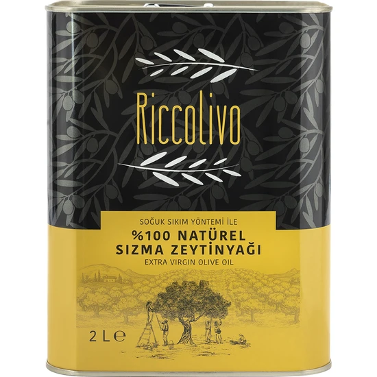 Riccolivo Premium Erken Hasat Soğuk Sıkım Naturel Sızma Zeytinyağı  2 L Teneke - Erken Hasat - Soğuk Sıkım - Asitlik %0.3-0.6 - Yüksek Fenolik - Vegan - Tek Orjinli