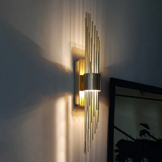 Wise Home DZ-1080- Duvar Aplikleri, Duvar Aplik Aydınlatma Altın LED Duvar Lambası
