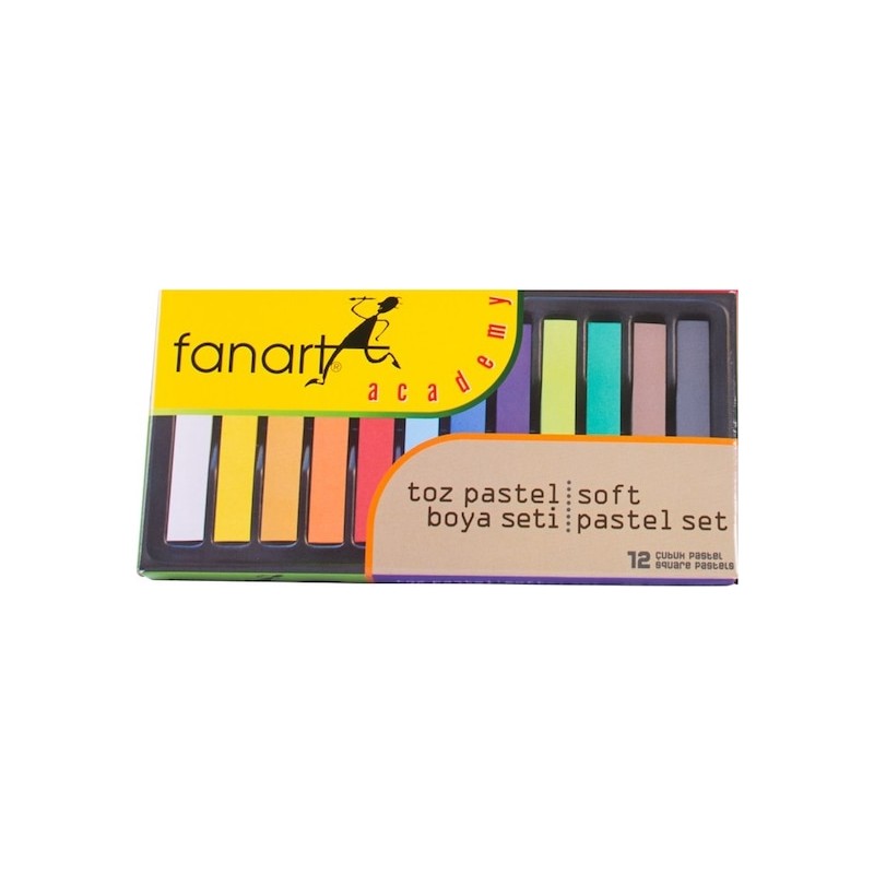 Fanart Academy Soft Toz Pastel Boya Seti 12 Renkli Tam Boy Çizim İçin Uygun