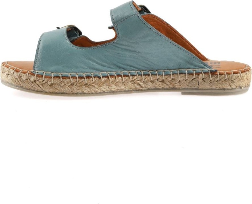 Bueno Shoes Mavi Deri Kadın Düz Terlik görsel 4