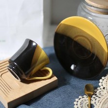 Three Beans Modern Kullanımlık Kahve Fincanı Minimalist Porselen Çay Kahve Fincanı Vintage Erkekler İçin Tazas De Cafe Ev Aksesuarları BS50BD | Kahve Kupası ve Tabak Setleri (Yurt Dışından)