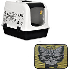 Sagoo Maxi Kapalı Kedi Tuvaleti Desenli Kedi Tuvalet Önü Paspası Model 1
