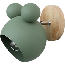 SLD Nordic Duvar Lambası Çocuk Odası Işıkları Için Alüminyum Mickey Aplik Modern Kapalı Duvar Işık Fikstür E27 Yaratıcı Armatür (Yeşil)