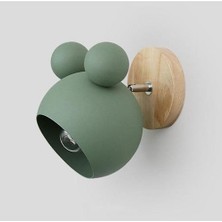 SLD Nordic Duvar Lambası Çocuk Odası Işıkları Için Alüminyum Mickey Aplik Modern Kapalı Duvar Işık Fikstür E27 Yaratıcı Armatür (Yeşil)