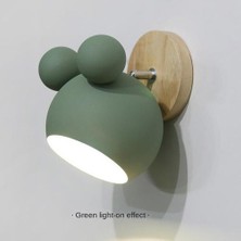 SLD Nordic Duvar Lambası Çocuk Odası Işıkları Için Alüminyum Mickey Aplik Modern Kapalı Duvar Işık Fikstür E27 Yaratıcı Armatür (Yeşil)