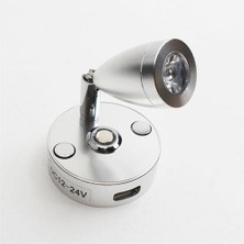SLD Gümüş 3 W DC12V Rv Tekne LED Okuma Işık ile Dokunmatik Kontrol Anahtarı ve USB Şarj Bağlantı Noktası Duvara Monte Lamba Başucu Veya Koltuk (3000K Sıcak Beyaz)