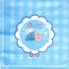 Pandoli Bebek Arabalı Baby Shower Itsa Boy Mavi Renk Peçete 20 Adet
