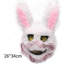 Kanlı Bunny Peluş Maske Cadılar Bayramı Festivali Korku Maskesi Bunny Headgear Kadınlar Cosplay