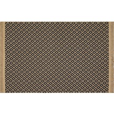 Rugs Modern Jüt Siyah 5024 Dokuma Desenli Saçaklı Kilim