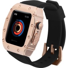 AktarMobile Apple Watch 8 45 mm Uyumlu Modifikasyon Kiti Hublot Tasarım Paslanmaz Çelik Kasa & Silikon Kordon