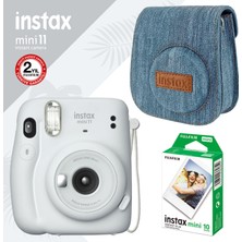 Instax Mini 11 Beyaz Fotoğraf Makinesi ve Jean Çantalı Hediye Seti 3