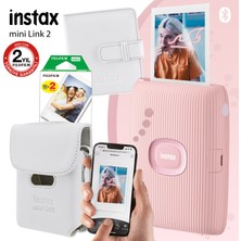 Instax Mini Link 2 Toz Pembe Akıllı Telefon Yazıcısı ve Çantalı Hediye Seti 1