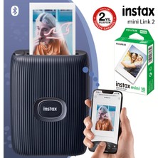 Instax Mini Link 2 Uzay Mavisi Akıllı Telefon Yazıcısı ve 10'lu Mini Film