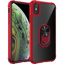 Pilanix Apple iPhone Xs Max Kılıf Silikon Kenarlı Renkli Yüzüklü Manyetik Mola Kapak