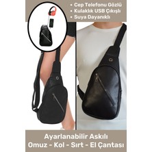 Lacheln Unisex Kulaklık USB Çıkışlı Yandan Çapraz Askılı Küçük Body Bag Sırt Göğüs Kol Freebag Omuz Çantası